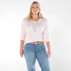 CAbi Cotton Candy Pink/White Serenity Tee